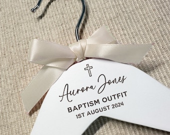 Hanger for Christening / Baptism / First Holy Communion, Personalised Baby Hanger for Gown, Outfit etc. Wooden Engraved Child Hangers