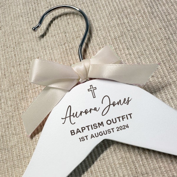 Hanger for Christening / Baptism / First Holy Communion, Personalised Baby Hanger for Gown, Outfit etc. Wooden Engraved Child Hangers