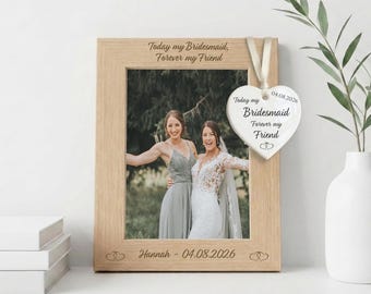 Personalised Bridesmaid Photo Frame | Engraved Wooden Bridal Party Frame