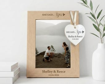 Engraved Engagement Photo Frame: Personalised Keepsake Gift for Engaged Couple