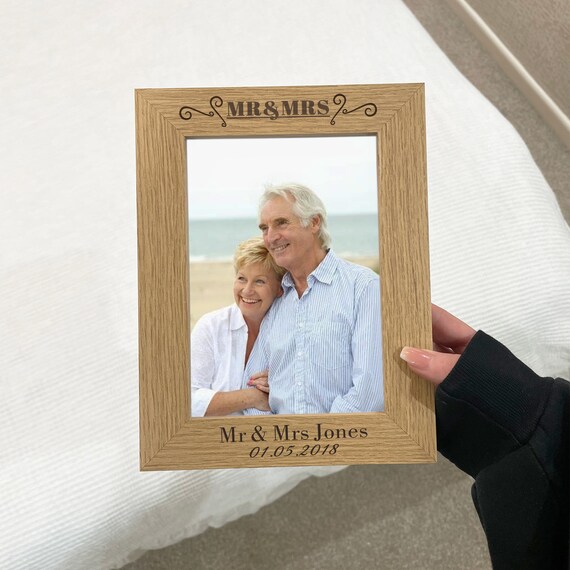 Handmade Custom Photo Wrapped 5 x 7 Wood Frame Wedding Gift Anniversary Gift 