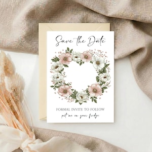 Save The Dates, Save the Date Cards with Wooden Magnets, Eucalyptus Leaf Floral Save The Dates With Envelopes, Personalised For Wedding Bild 6
