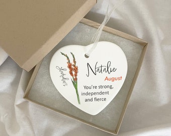 August Birthday Gifts, Personalised Birth Flower Plaque, August Birthdays, Birth Flower Gift for Her, Keepsake Gladiolus Flower Gift
