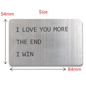 Anniversary Wallet Insert for Men, Novelty Wallet Card Gift, I Love You More, Engraved Keepsake for Him, 25th Silver Anniversary Present image 2