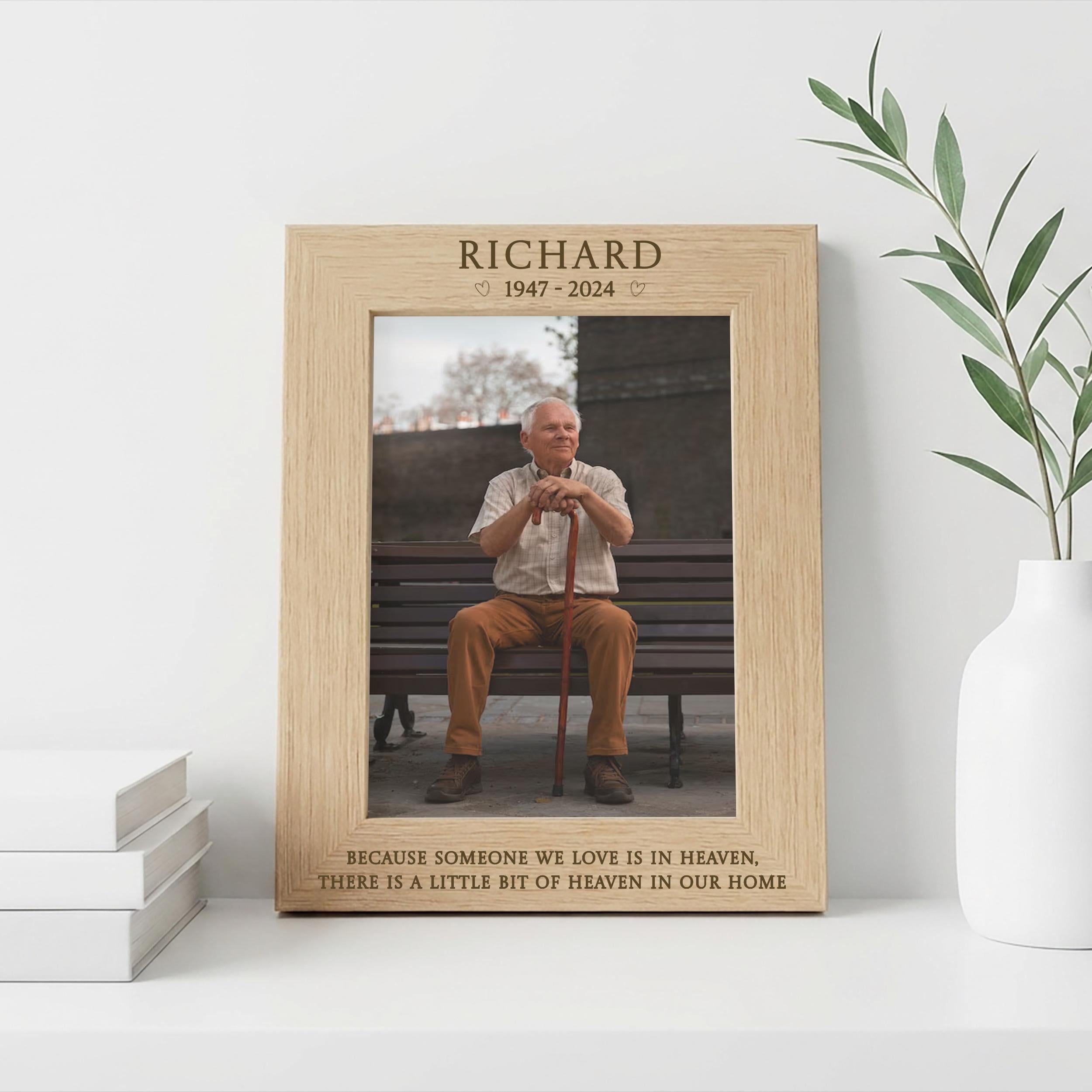 Custom Memorial Photo Frame, Engraved Wood Gift, Heaven, Funeral, in ...