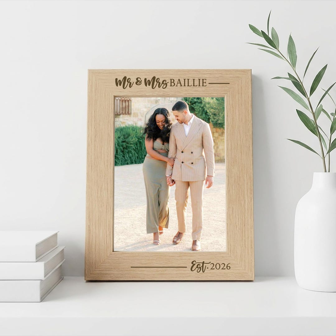 Mrs. Photo Mr & Mrs Wedding Day Photo Frame for the Couple Personalised Just ...