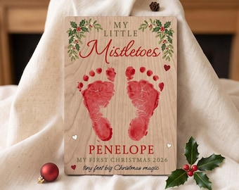 Personalised Baby's First Christmas Footprint Plaque – My Little Mistletoes Keepsake