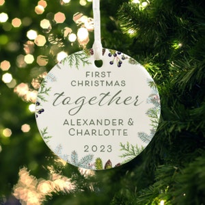 1er Noël ensemble, boule de couple personnalisée pour arbre de Noël, premier Noël ensemble 2023, décoration de Noël