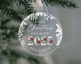 Boule de fiançailles personnalisée, premier Noël en tant que fiancés