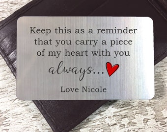 Valentines Gift, Wallet Insert Gift, Personalised Gift for Him, Romantic Keepsake for Him, Men's Wallet Insert Card