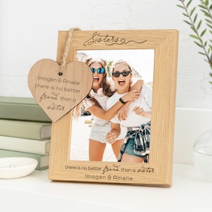 Sisters Photo Frame Personalised Gift for Little Sister Engraved Wooden Picture Frame for Daughters Keepsake Big Sister Bedroom Decor