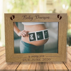 Personalised New Baby Scan Photo Frame Keepsake - Engraved Personalized Baby Shower Gift for, Grandparents, Pregnancy Announcement