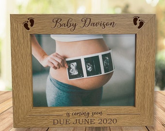 Personalised New Baby Scan Photo Frame Keepsake - Engraved Personalized Baby Shower Gift for, Grandparents, Pregnancy Announcement