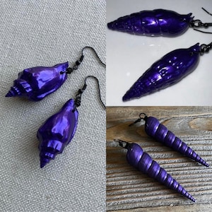 Ursula Earrings 3 Options - Sea Witch Earrings, Ursula Shell Earrings, COSPlay Jewelry, Dress-Up Earrings, Purple Shell, Clip on Earrings