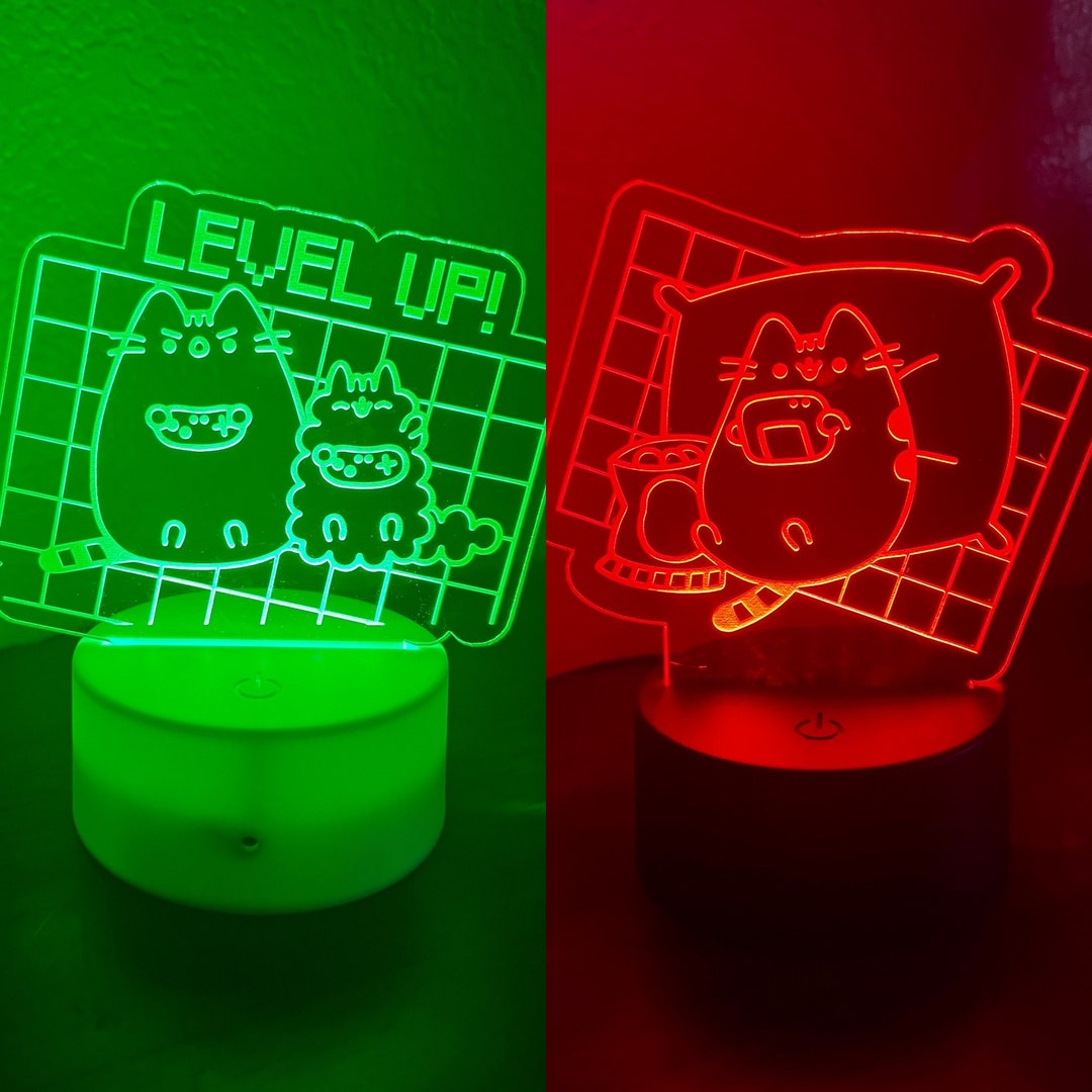 Pusheen Light Pusheen Gamer Level up Lamp Cat Night Light Etsy