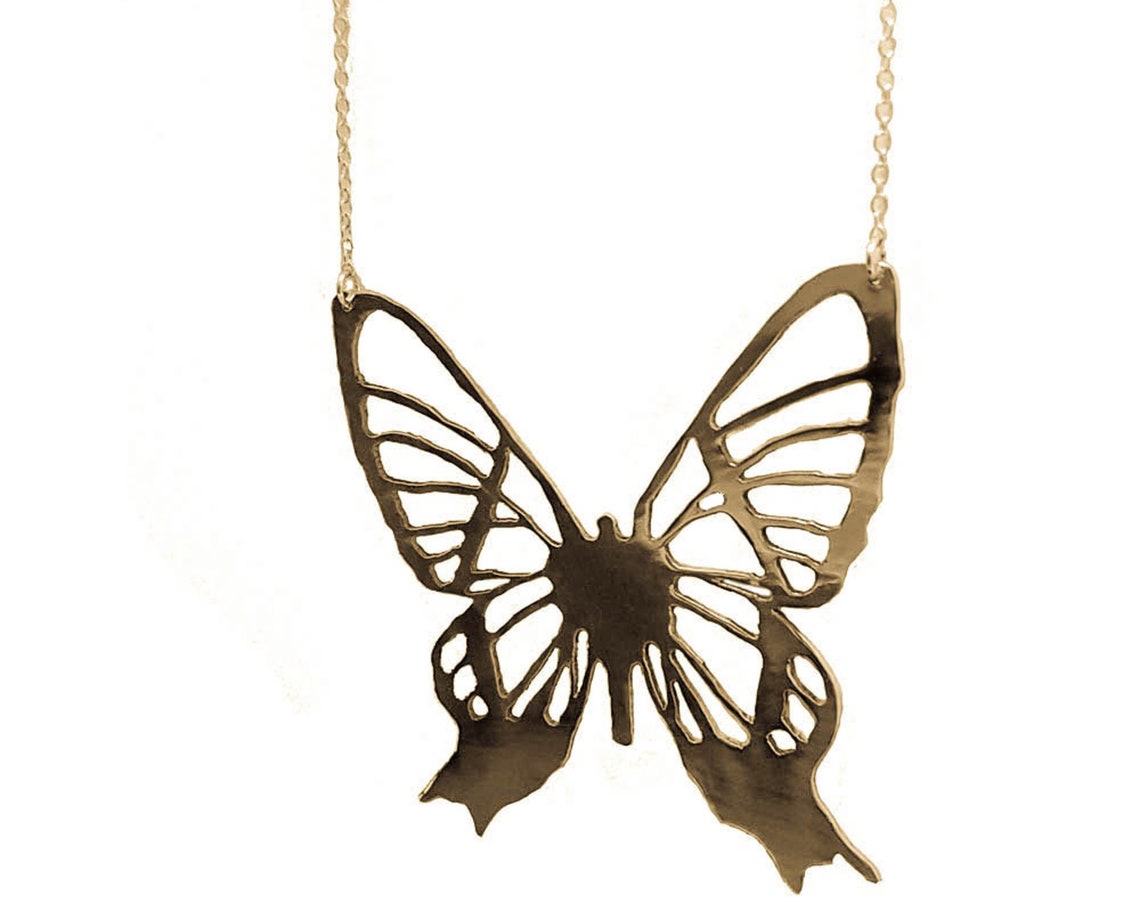 Large Butterfly Necklace Gold Butterfly Butterfly Jewellery Etsy UK