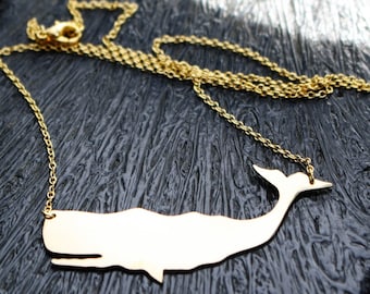 Whale Necklace, Humpback Whale, Whale Charm, Gold Necklace, Statement Necklace, Gifts for Women