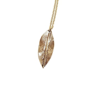 Gold Leaf Necklace: Real Leaf Imprint, Brass Nature Jewelry