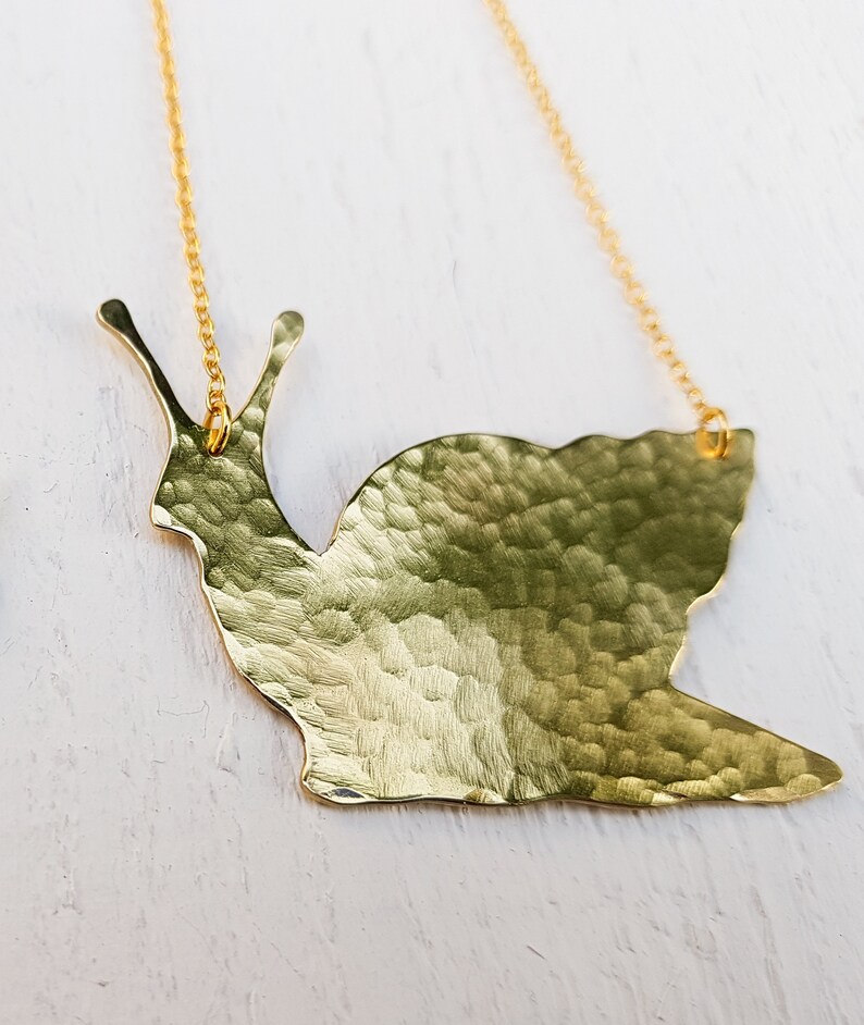 Large Gold Snail Necklace, Snail Pendant Necklace, Snail Jewellery