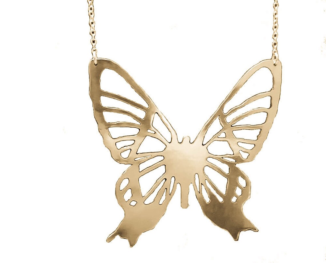 Large Butterfly Necklace Gold Butterfly Butterfly Jewellery Etsy UK