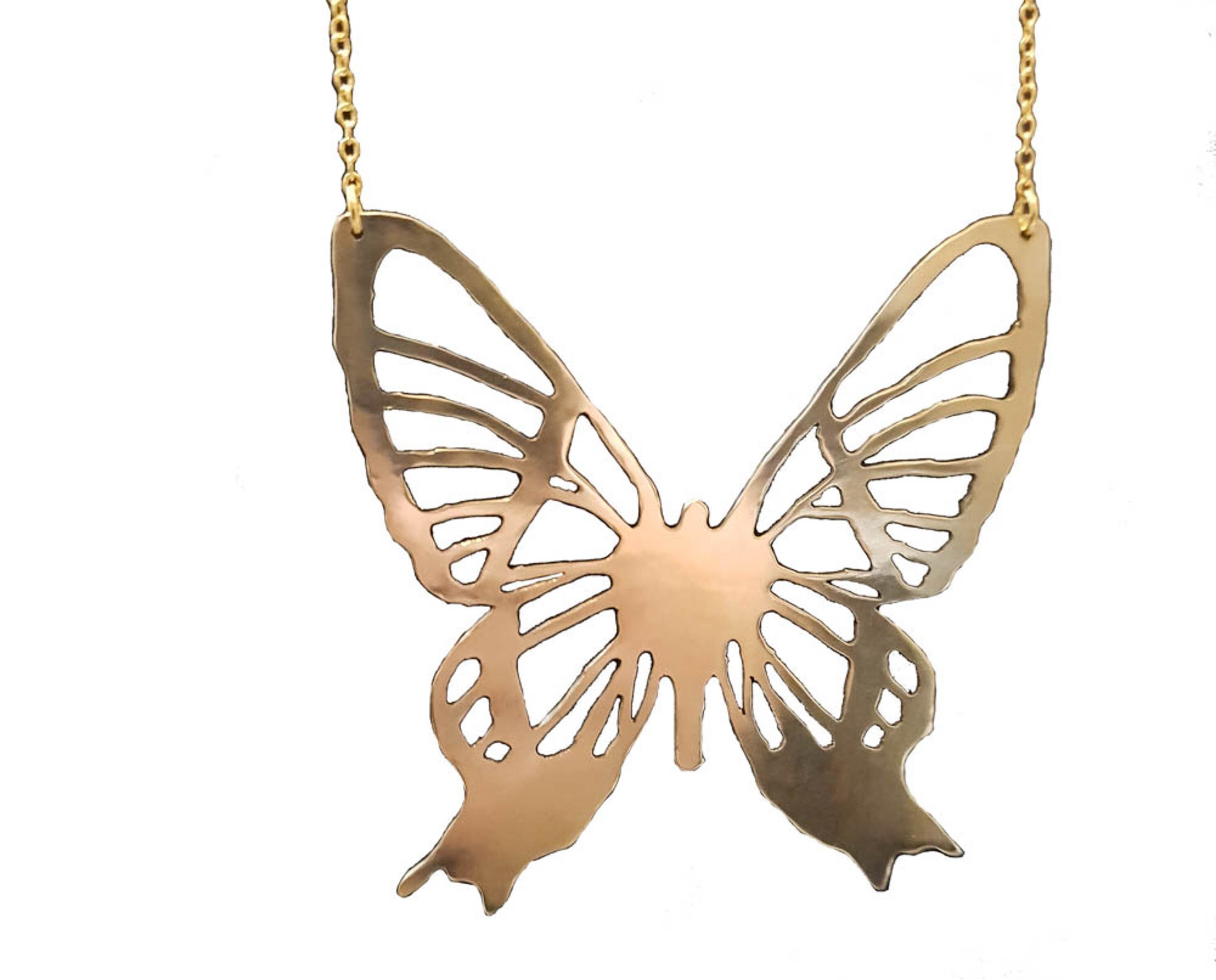 Large Butterfly Necklace, Gold Butterfly, Butterfly Jewellery