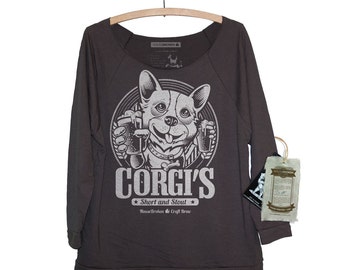 Corgi Shirt - Women's Corgi Shirt - Corgi Lover Beer Shirt - Printed on a Womens Sweater