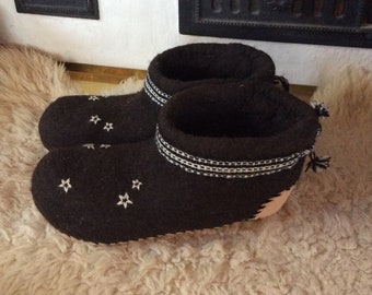 Felted Slippers Black