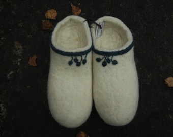 Felted Slippers White