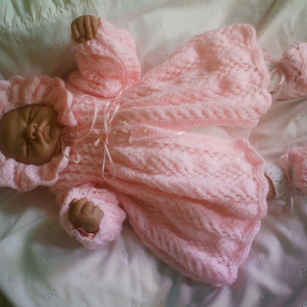 knitting pattern beautiful PDF jacket BONNET  bootees to fit 0-3 months baby or reborn doll 19- 21 "  no 17