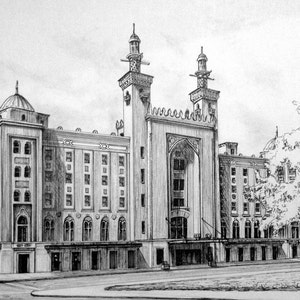 Pen and ink print of the Landmark Theater in Richmond, Va