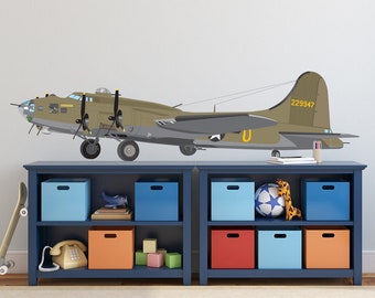 Boeing B17 Flying Fortress ARMY Bomber Aircraft Combat FIGHTER Airplane Wall Vinyl Decal Man Cave Father Gift Military