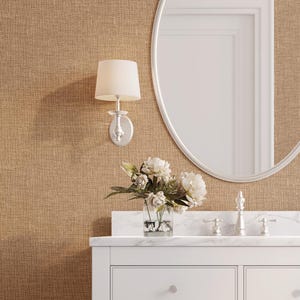 Faux Grasscloth Peel and Stick FABRIC WALLPAPER, Burlap Texture Removable Wallpaper, Terracotta Nature Rustic Texture, Self Adhesive 0399