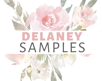 SAMPLES DELANEY Blush Pink Watercolor Flower Decals Delaney Mae, Delaney Rose, Delaney Jane, Delaney Blush Pink WALLPAPER 0176