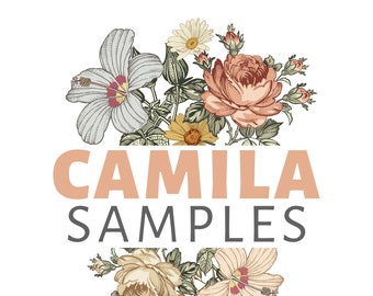 Samples CAMILA Vintage Flowers Prepasted Wallpaper Wall Decals Peel and Stick Removable Fabric 0130