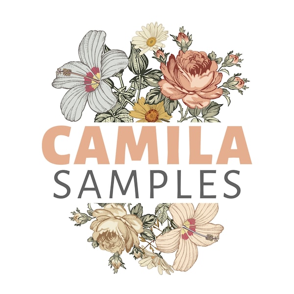 Samples CAMILA Vintage Flowers Prepasted Wallpaper Wall Decals Peel and Stick Removable Fabric 0130