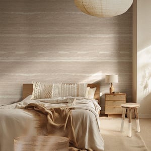 Removable WALLPAPER LEGACY Peel & Stick FABRIC Neutral Textured Striped Nursery Wallpaper, Minimalist Scandinavian Coastal Home Decor 028-52