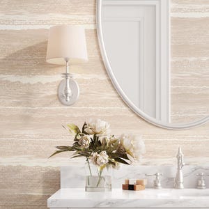 Removable WALLPAPER LEGACY Peel & Stick CANVAS Neutral Textured Striped Nursery Wallpaper, Minimalist Scandinavian Coastal Home Decor 028-52