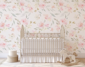 Removable WALLPAPER Delaney Blush Pink Girl Nursery Wall Mural Peel & Stick Fabric Self Adhesive Fabric 0176