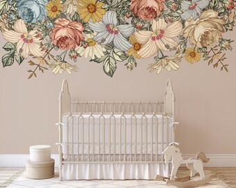 FloralFlowerUScolor026ET Removable and Reusable Vinyl Decal Floral Flower Wall Decal Wall Fabric