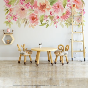 DELILAH BRIE Watercolor Dahlias Roses Floral Nursery Wall Décor Flowers Wall Decals Peonies Watercolor Flowers Girls Baby Room Baby Pink