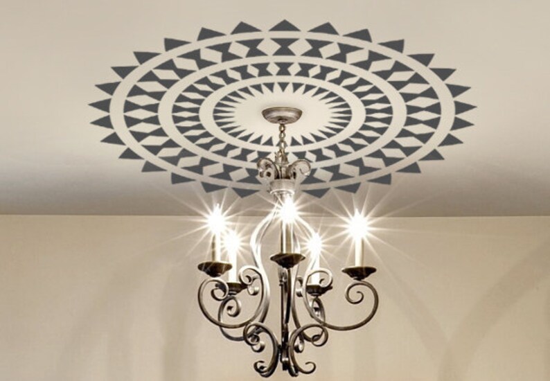 Ceiling Medallion Decal Tribal Modern Aztec 07 Ethnic Decor Removable Graphic Art Vinyl Many Sizes Lamp Chandelier Or Ceiling Fan