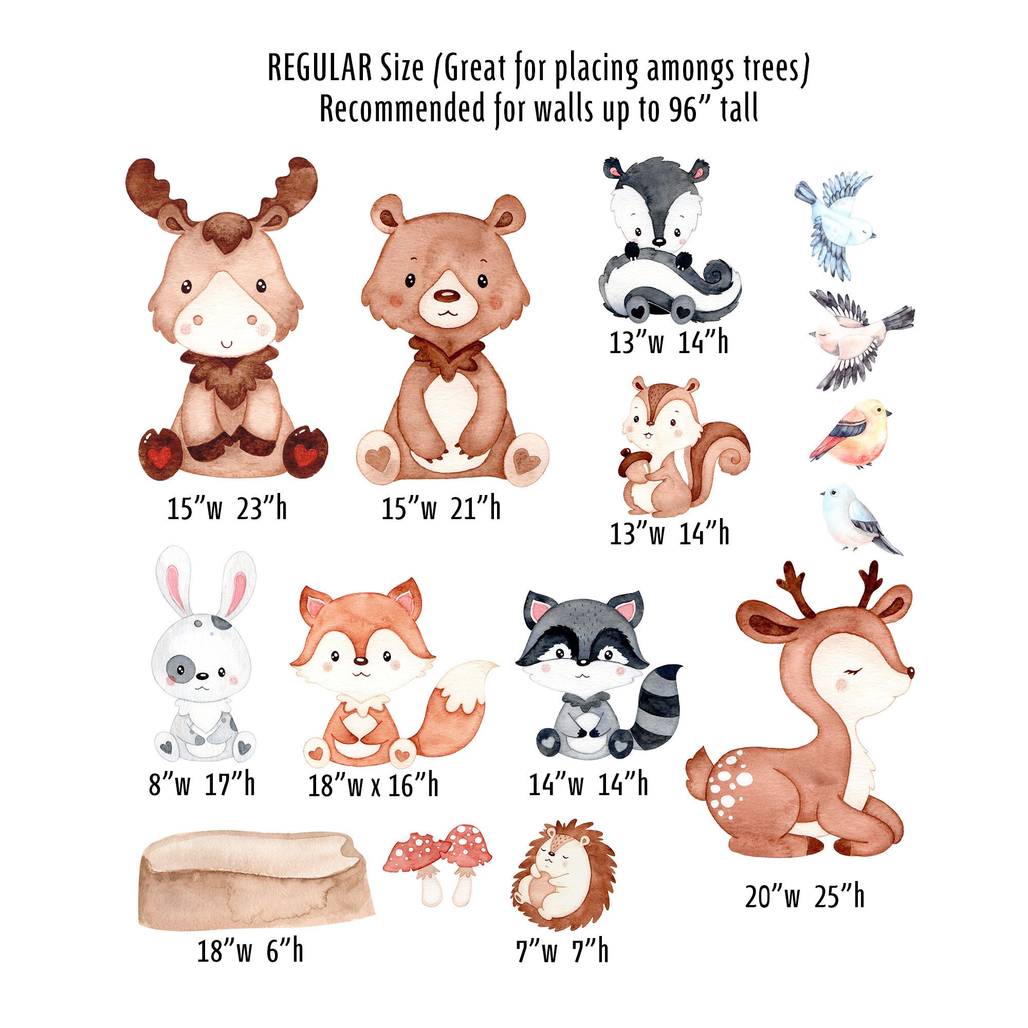 SAMPLES Cute Forest Watercolor Baby Woodland Animals Sticker Peel and ...