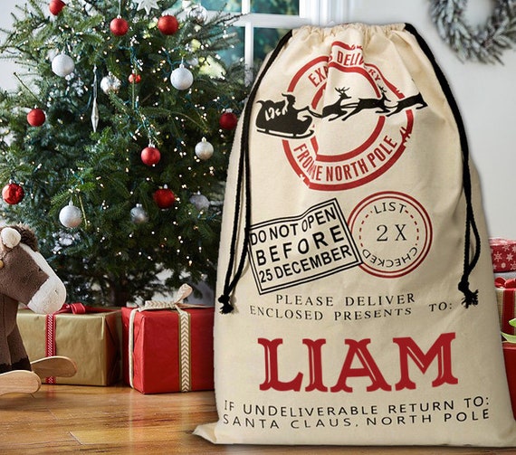 SANTA GIFT Bag Santa Sack PERSONALIZED with your Child s name Extra Large North Pole Bag Christmas Bag Santa Canvas Bag 39x27 Large Etsy Mexico