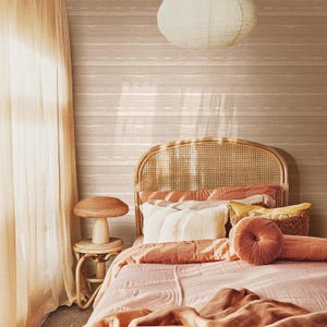 Removable WALLPAPER LEGACY Peel & Stick CANVAS Nature Textured Stripes Nursery Wallpaper, Minimalist Scandinavian Coastal Home Decor 028-26