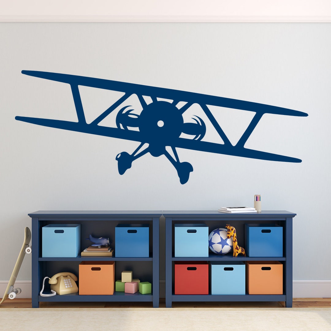 SALE Wall Decal Biplane Nursery Airplane Removable Vinyl Graphics Baby ...
