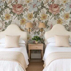Vintage Botanical Baby Room Wallpaper, Removable Peel Stick Fabric, Floral Wallpaper for Board and Batten Walls CAMILA 0130-52 image 9