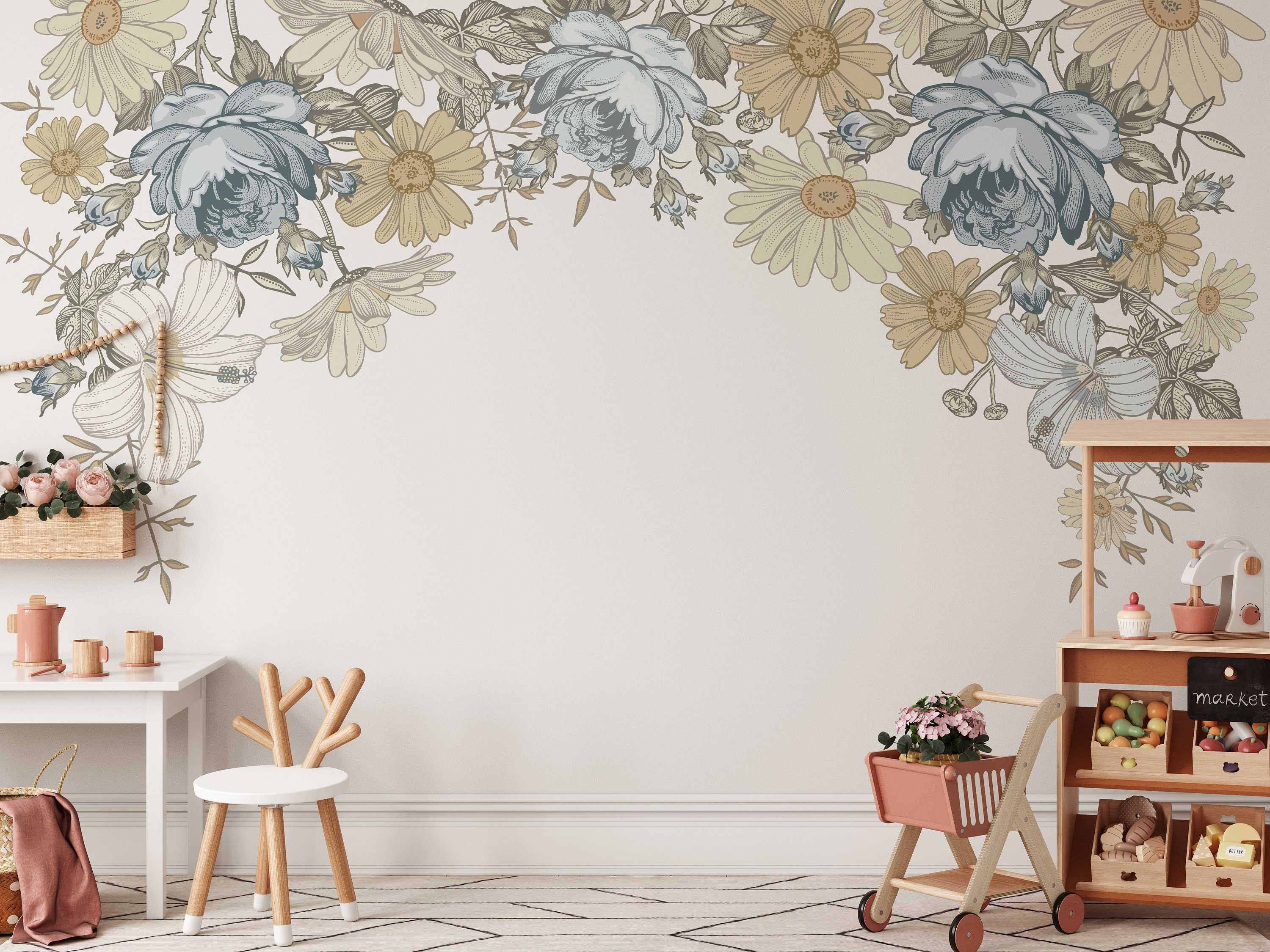 Peel and Stick JAZMARIE NURSERY New CANOPY Vintage Floral Nursery ...