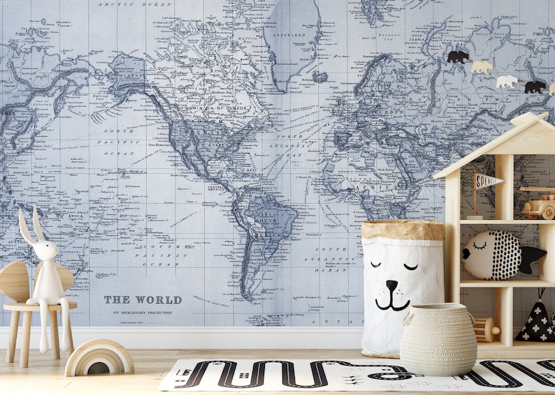 SAMPLE WORLD MAP Atlas Wall Decal Poster Mural Decal Sticker Etsy