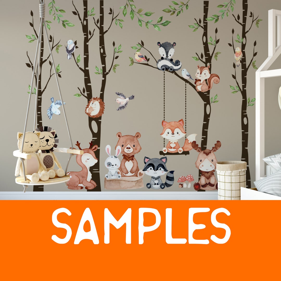 SAMPLES Cute Forest Watercolor Baby Woodland Animals Sticker Peel and
