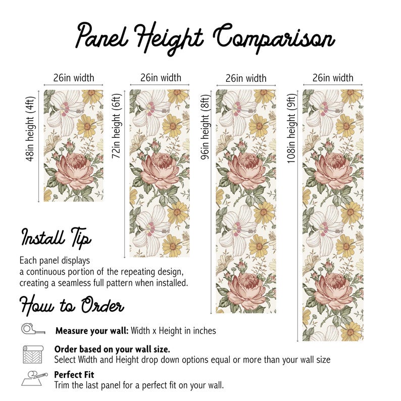 Vintage Botanical Baby Room Wallpaper, Removable Peel Stick Fabric, Floral Wallpaper for Board and Batten Walls CAMILA 0130-52 image 4
